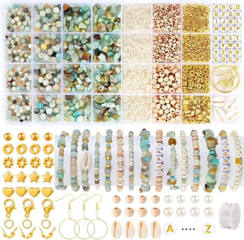 Funtopia Jewelry Making Kit for Adults, 1562pcs Natural Stone Beads Bracelet Making Kit, Jewelry Making Supplies Gemstone Crystal Marble Beads for DIY Craft Bracelet Necklace Earrings - Image 1